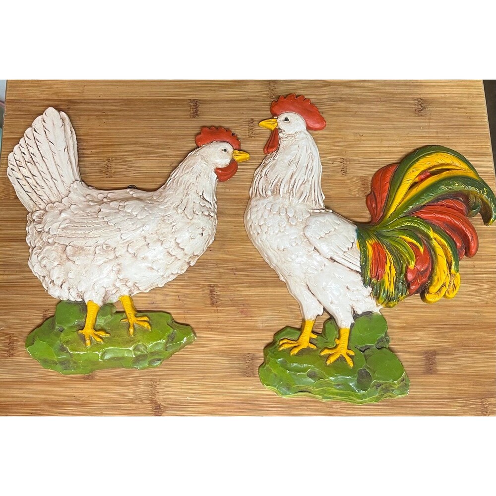 1970s Homco Hen and Rooster Wall Hangings
